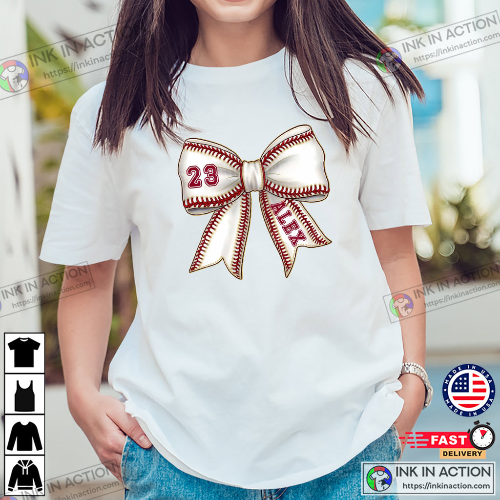 Custom Baseball Bow, Baseball Mama Tee