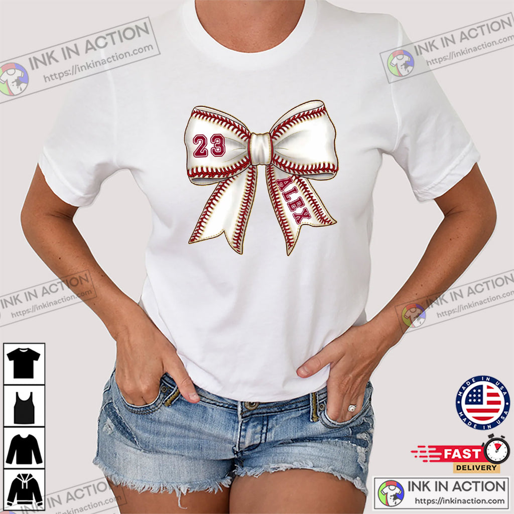 Custom Baseball Bow, Baseball Mama Tee