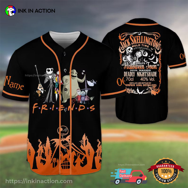 Custom Halloween Jack Skellington And Friends Baseball Jersey