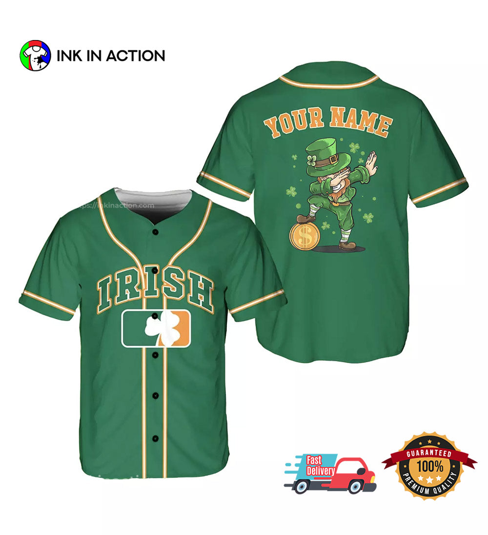 Custom Irish Lucky Shamrock St. Patrick’s Day Baseball Jersey
