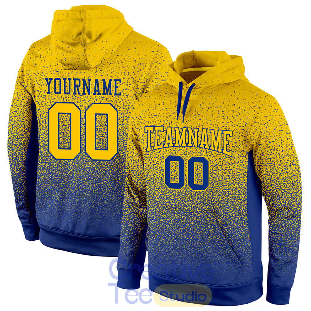 Custom Stitched Royal Gold Fade Fashion Sports Pullover Sweatshirt Hoodie