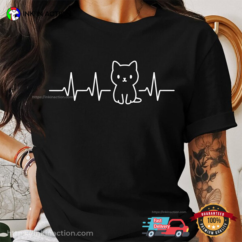 Cute Kitten Heartbeat, Global Cat Day Tee