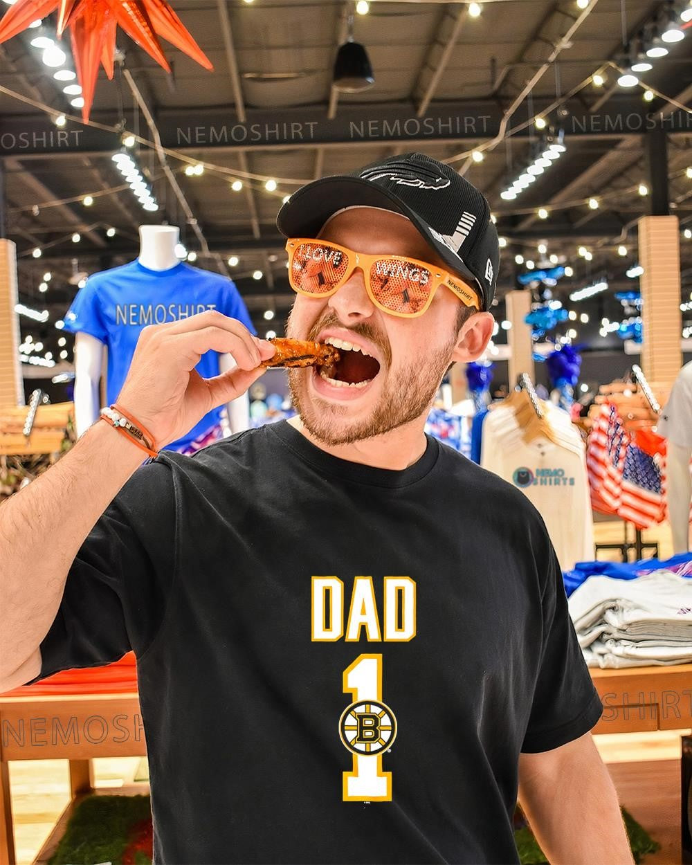 Dad Number 1 with Boston Bruins logo shirt