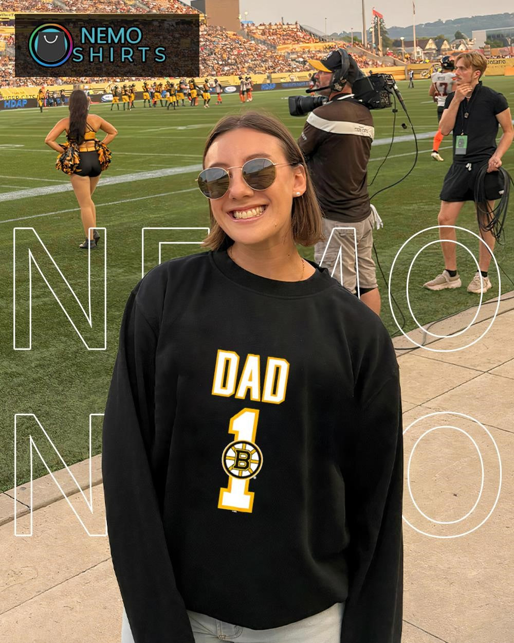 Dad Number 1 with Boston Bruins logo shirt