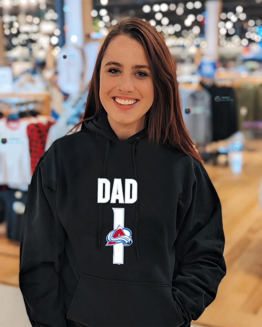 Dad Number 1 with Colorado Avalanche logo shirt