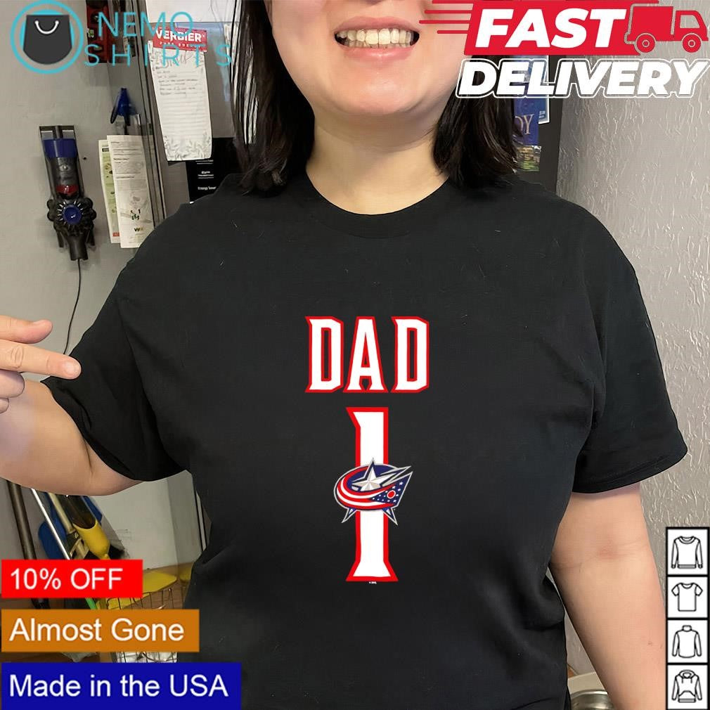 Dad Number 1 with Columbus Blue Jackets logo shirt