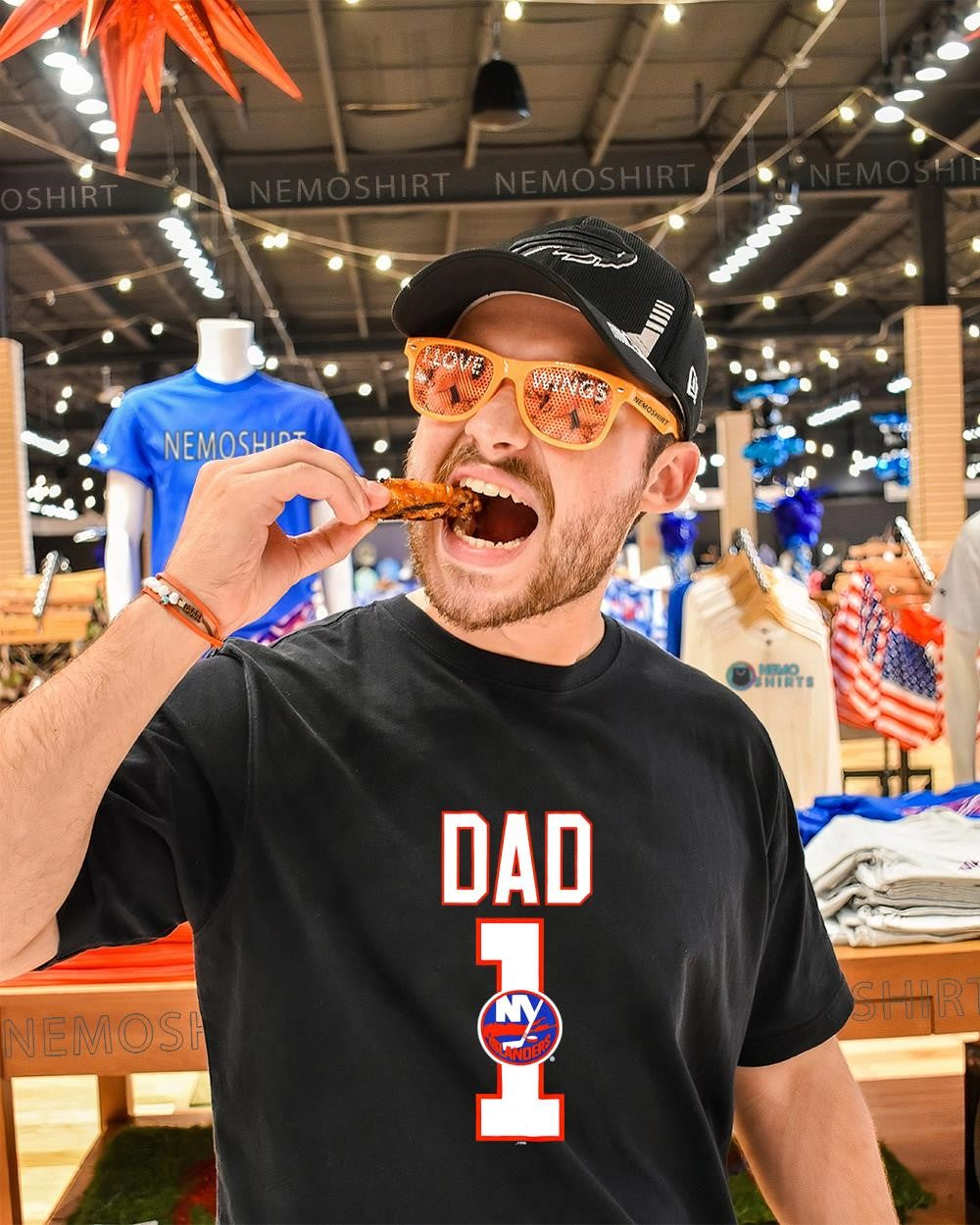 Dad Number 1 with New York Islanders logo shirt