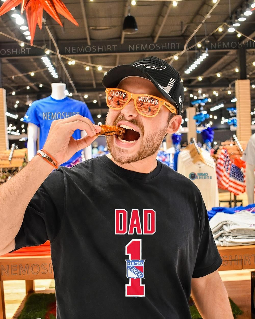 Dad Number 1 with New York Rangers logo shirt
