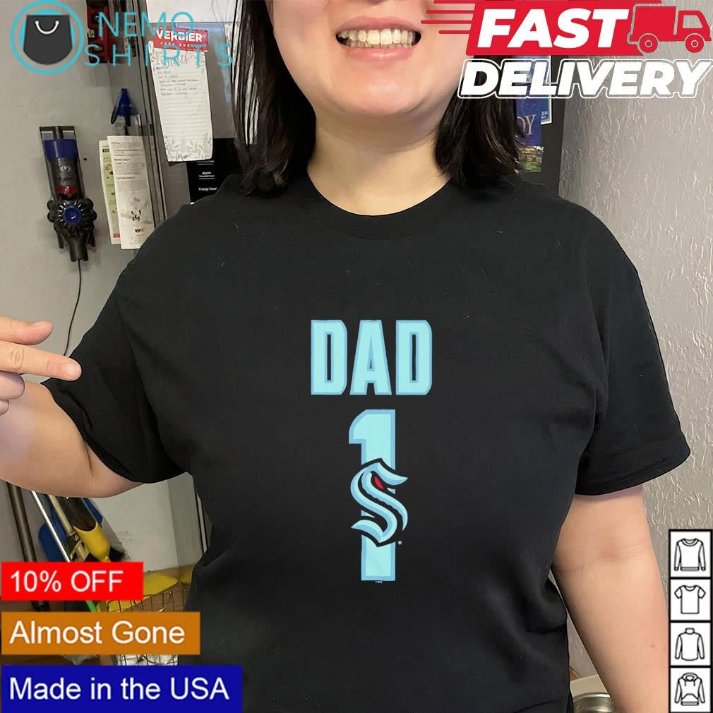 Dad Number 1 with Seattle Kraken logo shirt