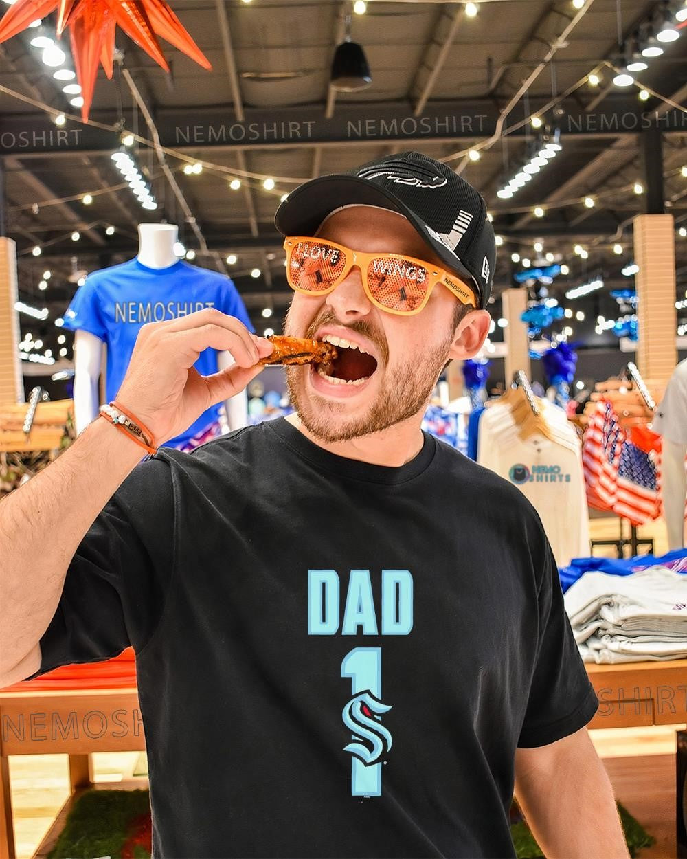 Dad Number 1 with Seattle Kraken logo shirt