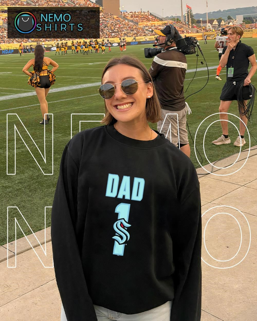 Dad Number 1 with Seattle Kraken logo shirt