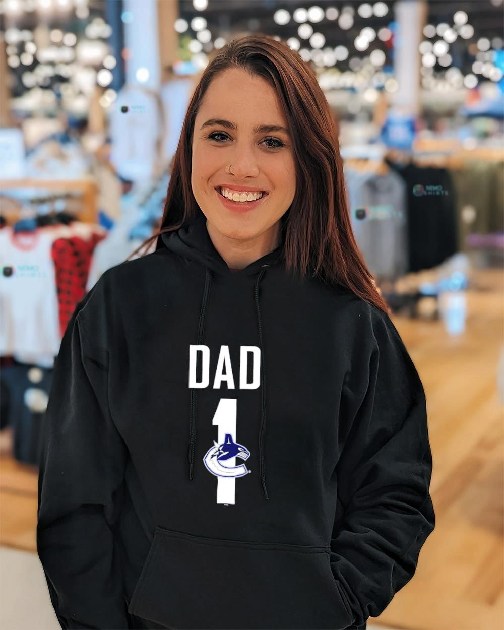 Dad Number 1 with Vancouver Canucks logo shirt