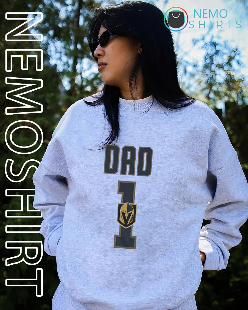 Dad Number 1 with Vegas Golden Knights logo shirt