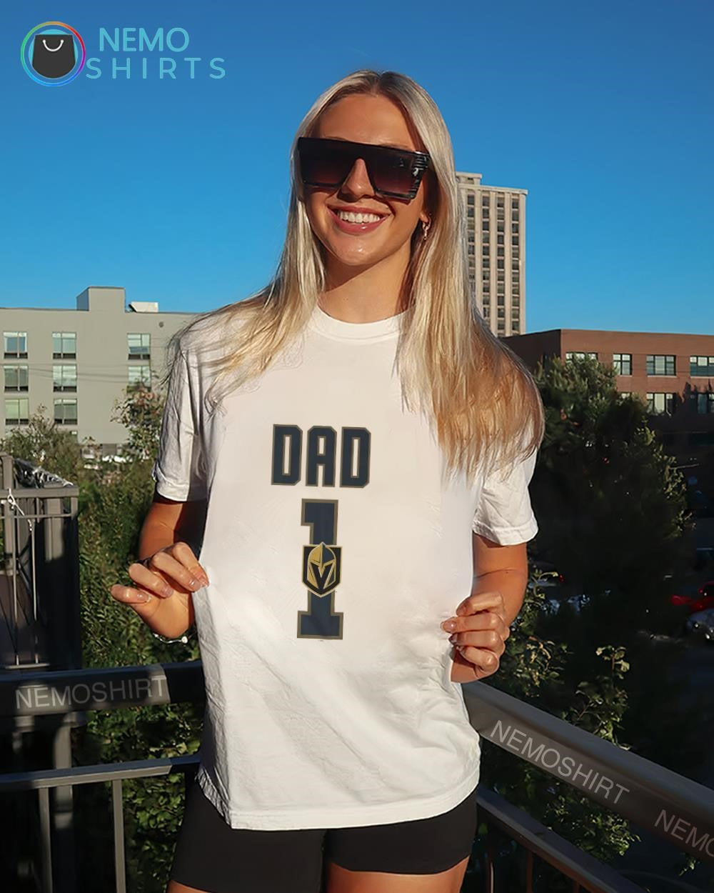Dad Number 1 with Vegas Golden Knights logo shirt