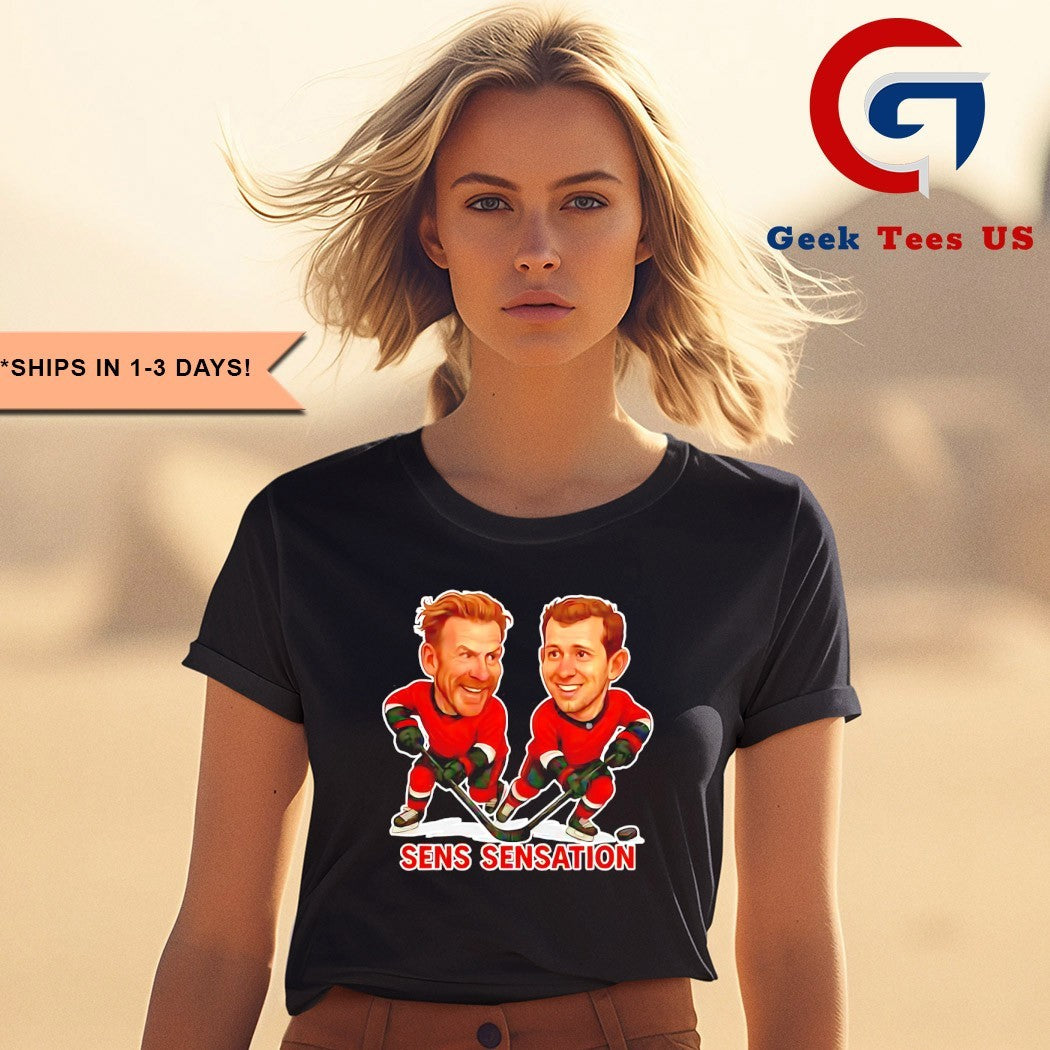 Daniel Alfredsson and Jason Spezza Sens Sensation Hockey caricatures shirt