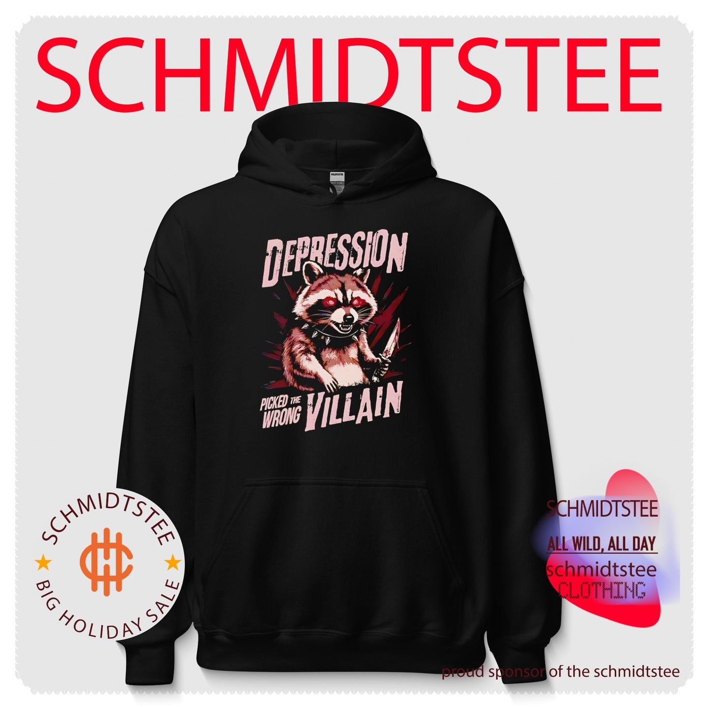 Depression picked the wrong villain racoon illustration shirt