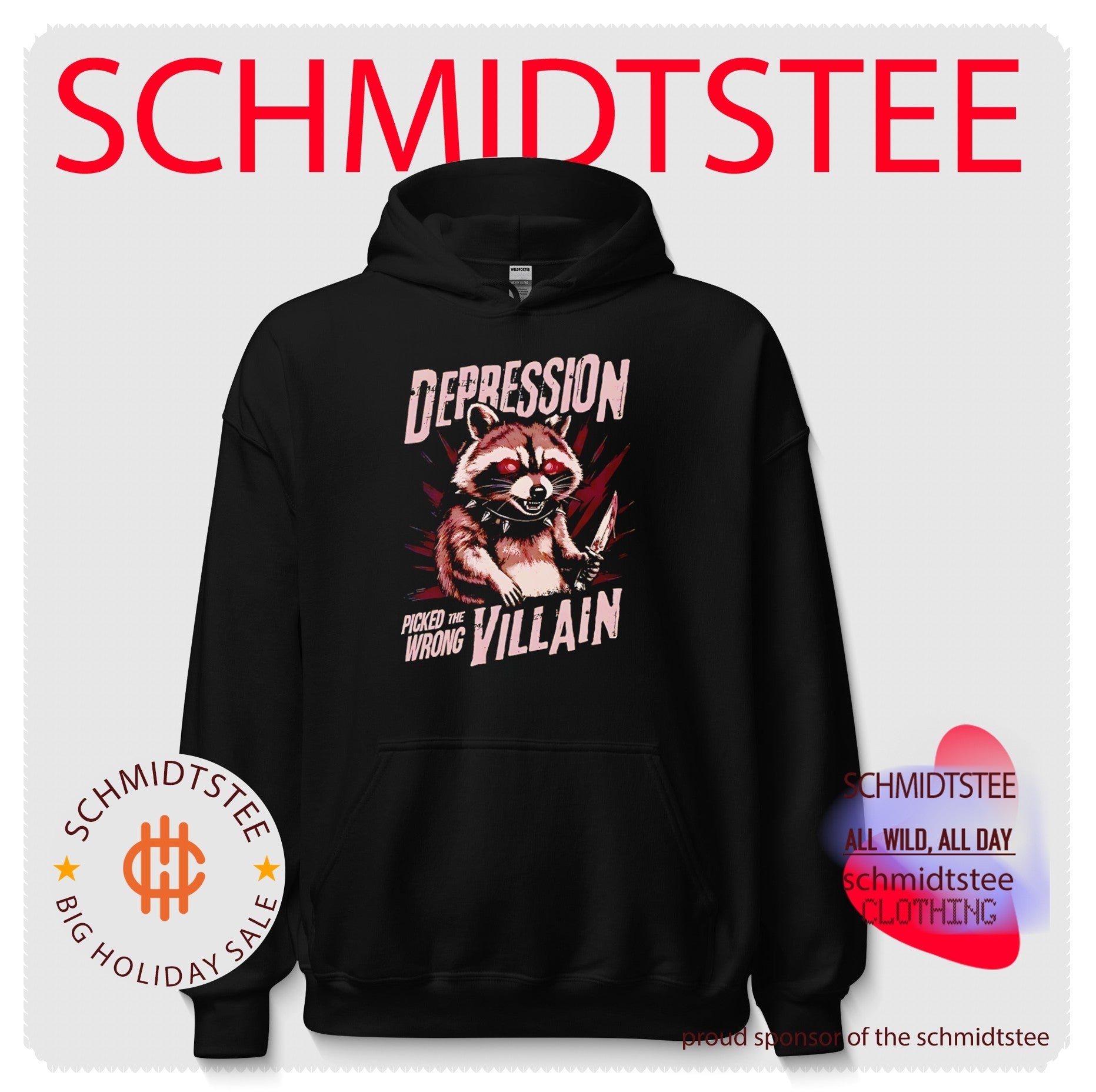 Depression picked the wrong villain racoon illustration shirt