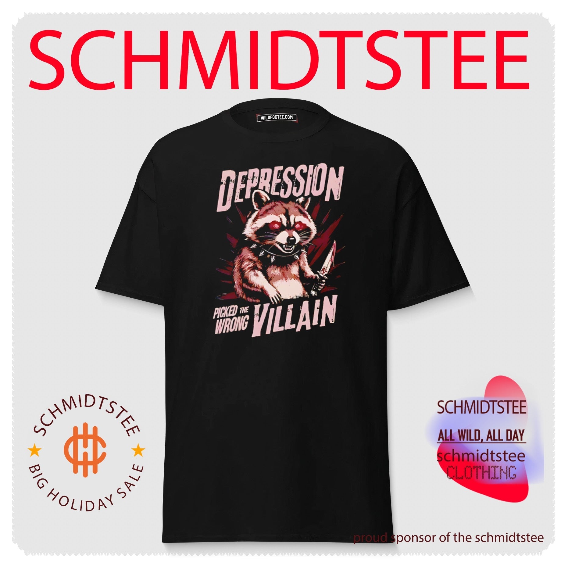 Depression picked the wrong villain racoon illustration shirt