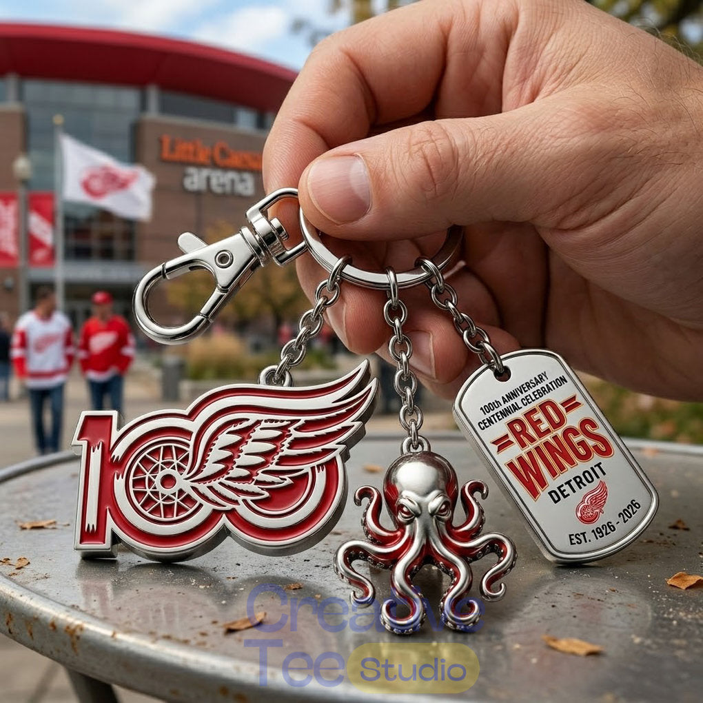 Detroit Red Wings 100th Anniversary Keychain