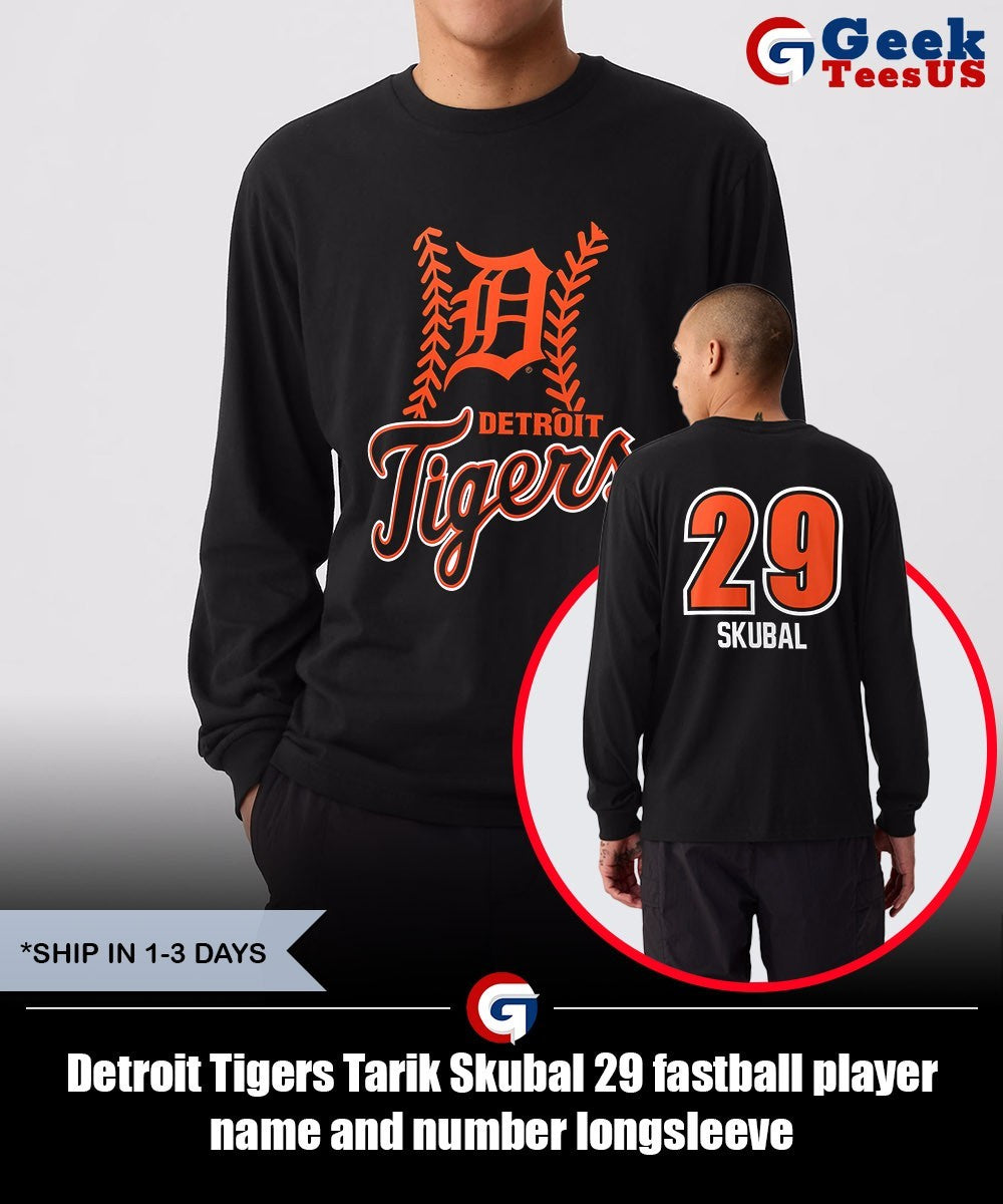 Detroit Tigers Tarik Skubal 29 fastball player name and number shirt