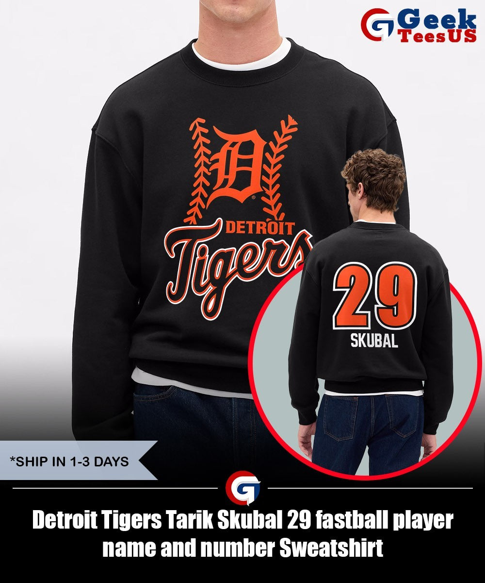 Detroit Tigers Tarik Skubal 29 fastball player name and number shirt