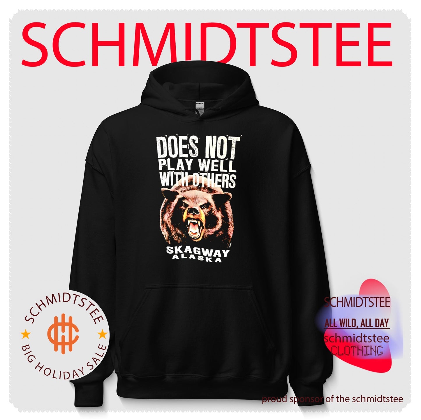 Does not play well with others skagway alaska bear illustration shirt