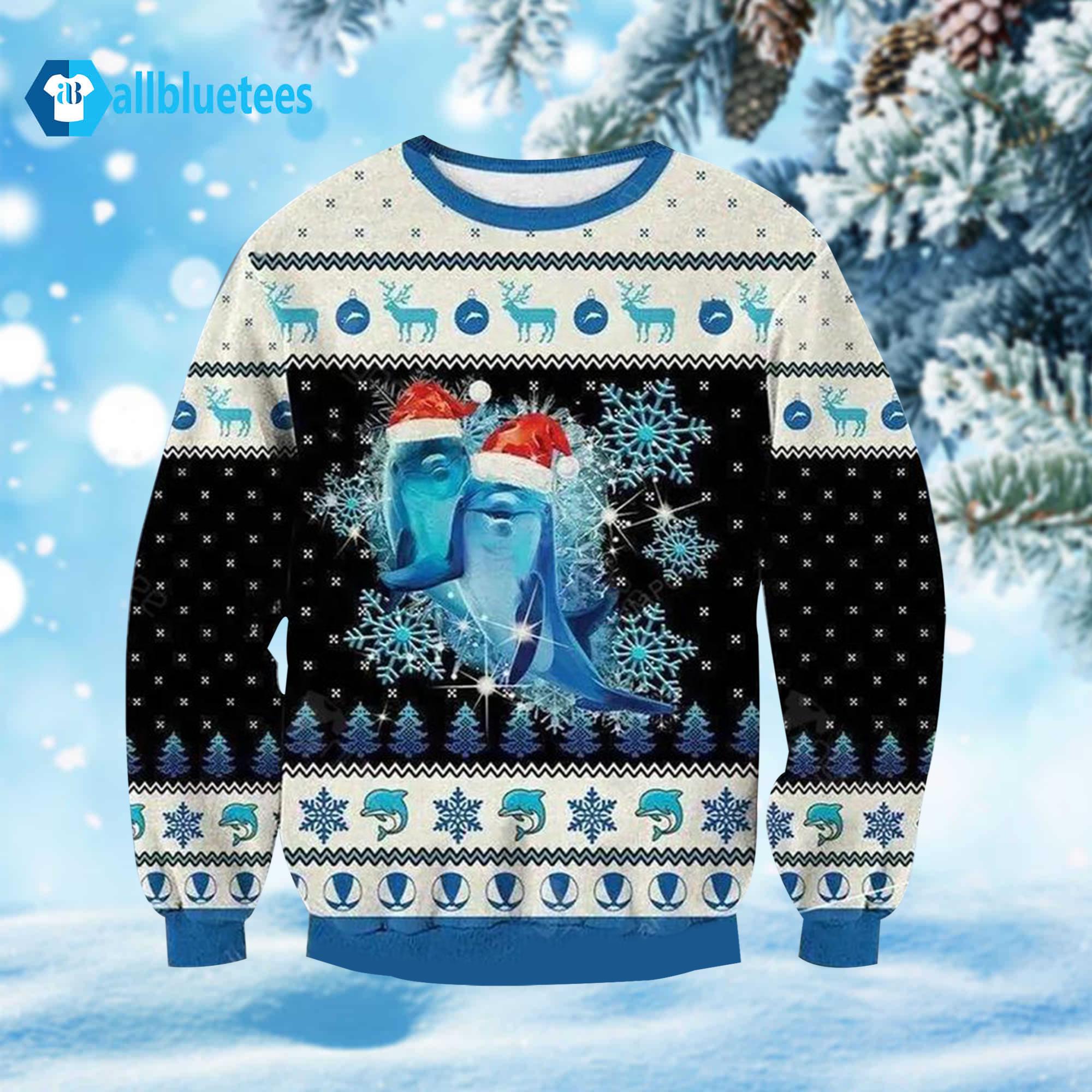 Dolphin With Snowflakes Ugly Christmas Sweater