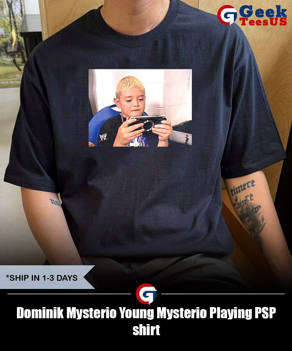 Dominik Mysterio Young Mysterio Playing PSP shirt