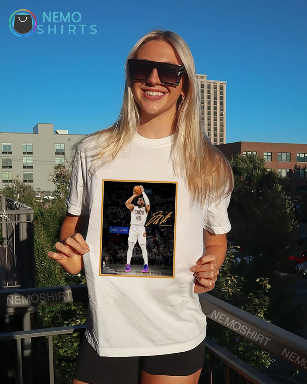 Donovan Mitchell Cleveland Cavaliers spotlight photograph signature shirt