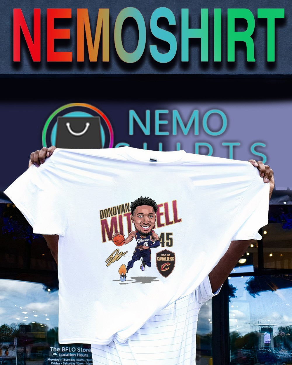 Donovan Mitchell no 45 Cleveland Cavaliers player caricature shirt