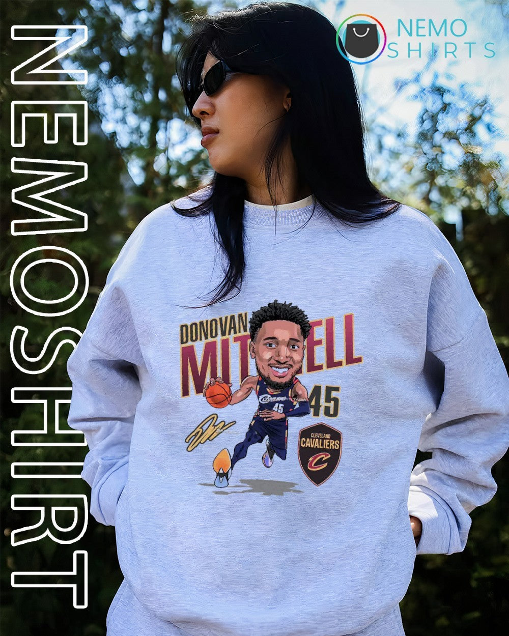 Donovan Mitchell no 45 Cleveland Cavaliers player caricature shirt