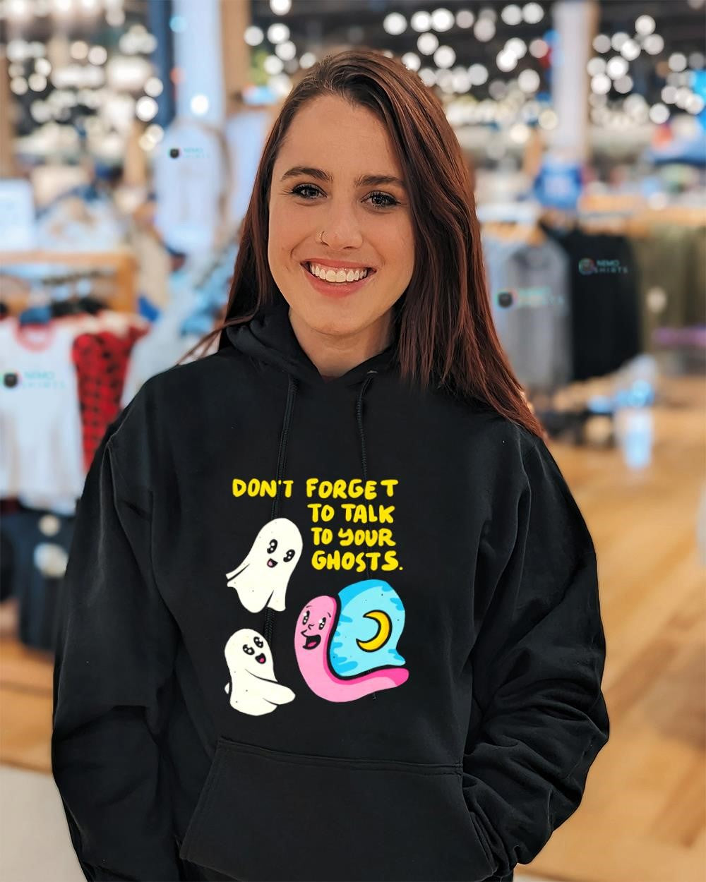 Don’t forget to talk to your ghosts and pink snail shirt