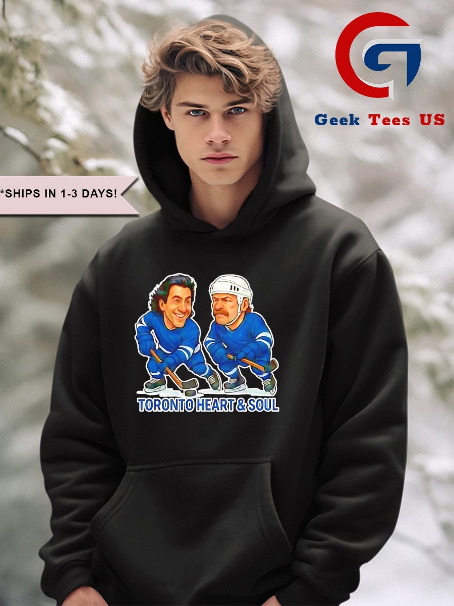 Doug Gilmour and Wendel Clark Toronto Heart & Soul Hockey caricatures T-shirt