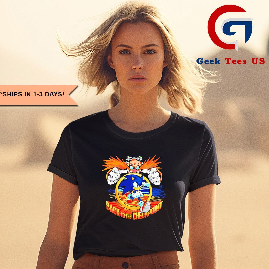 Dr Eggman back to the checkpoint cartoon shirt