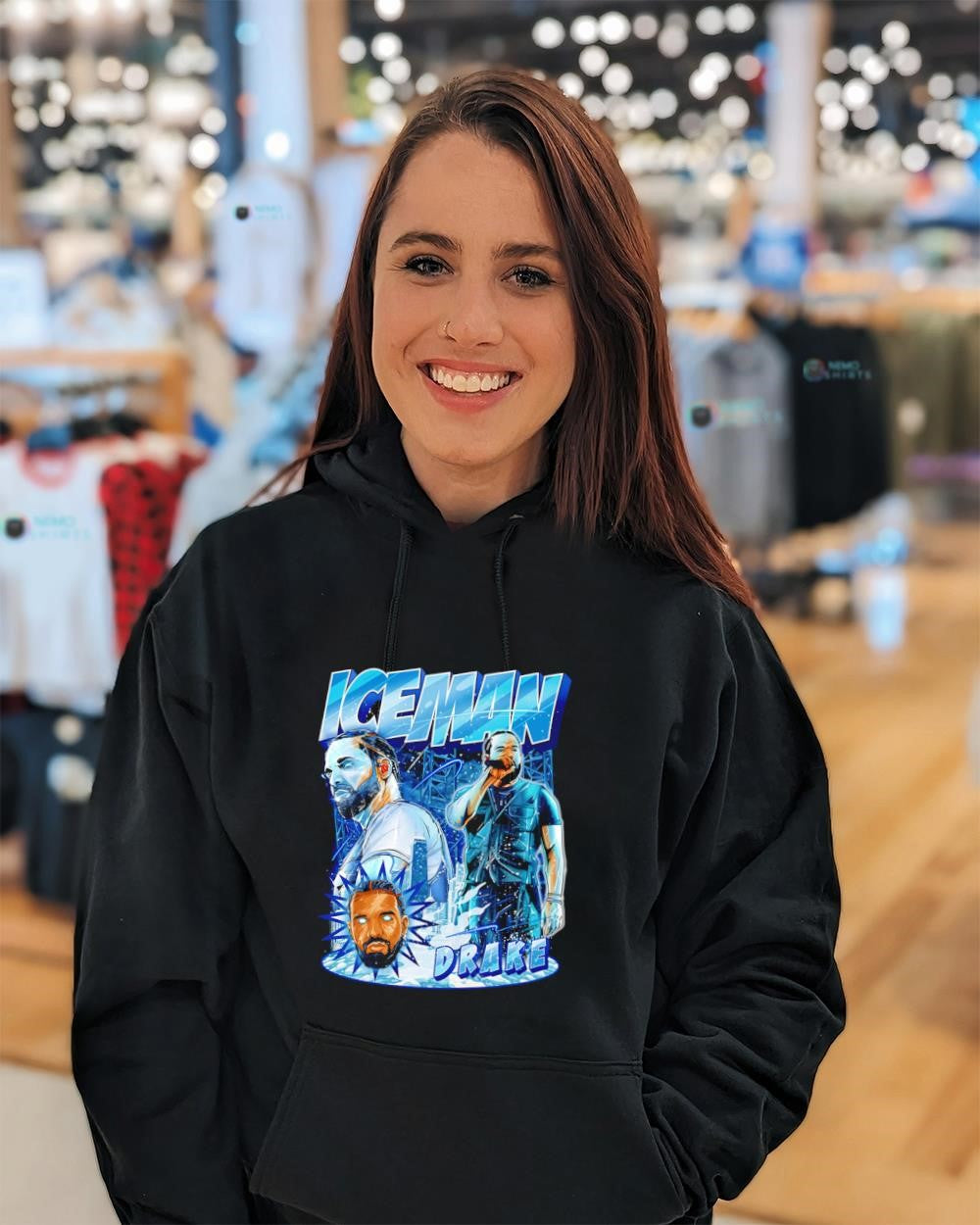 Drake The Iceman glowing eyes frozen city background shirt