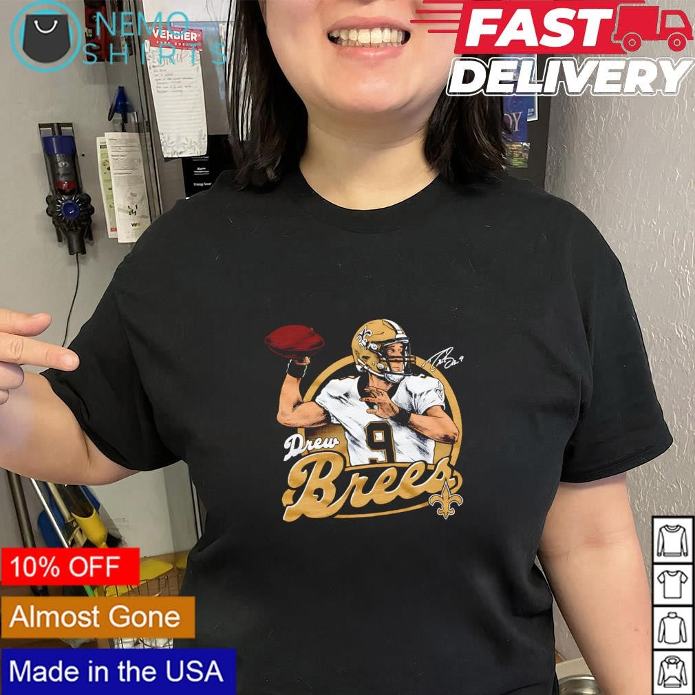 Drew Brees New Orleans Saints background signature logo shirt
