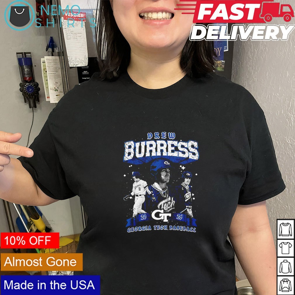 Drew Burress Georgia Tech Yellow Jackets 2026 baseball player graphic shirt