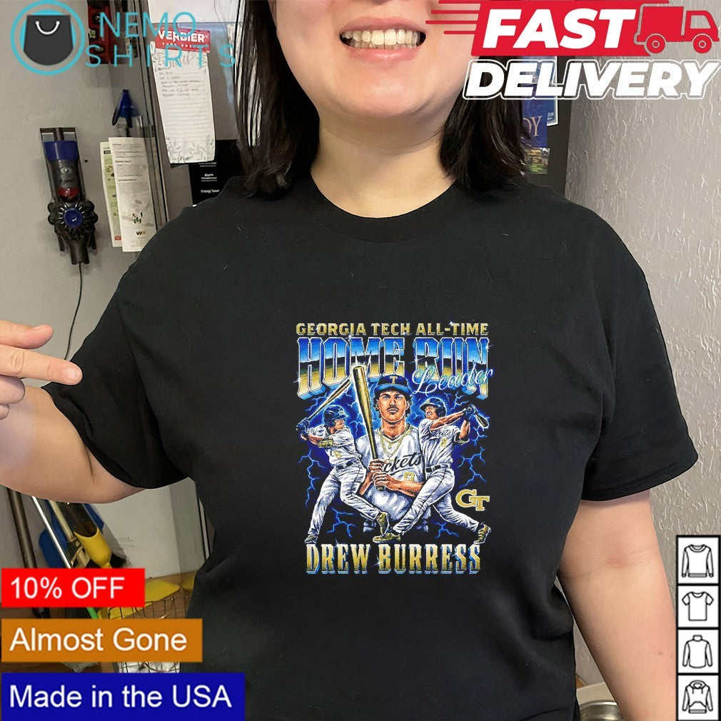 Drew Burress Georgia Tech Yellow Jackets home run leader shirt