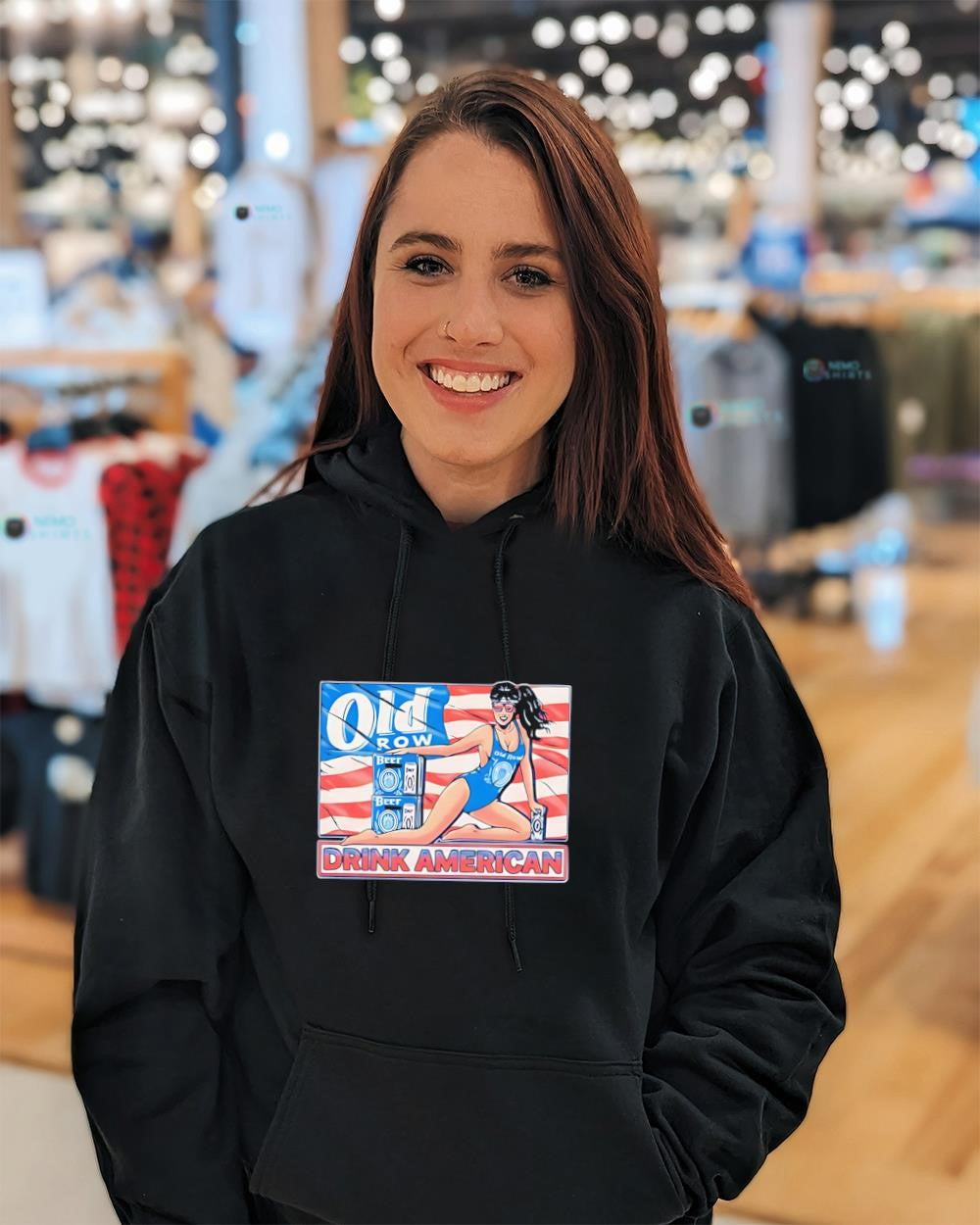 Drink American Girl beer graphic shirt