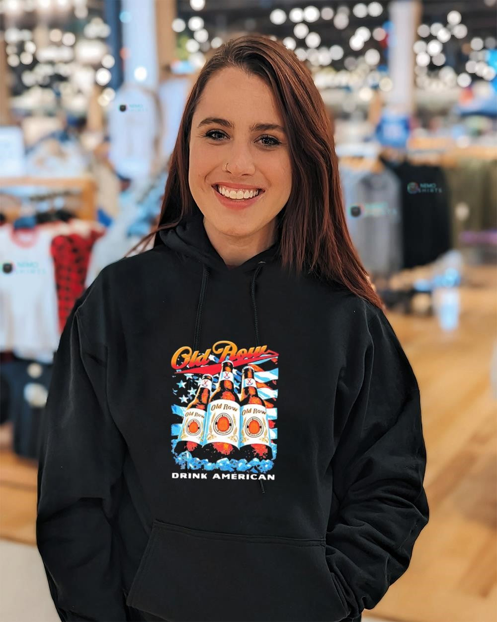 Drink American flag graphic shirt