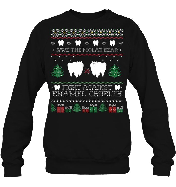 Save The Molar Bear Fight Against Enamel Cruelty Dental Christmas Sweater