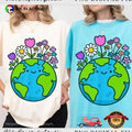 Earth Day 2025 Cute Earth With Floral T-shirt