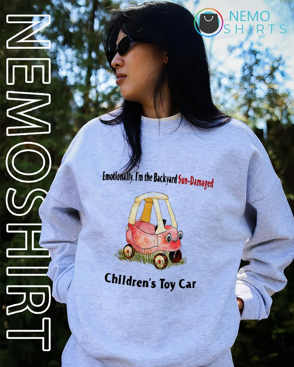 Emotionally I’m the Backyard Sun-Damaged children’s toy car shirt