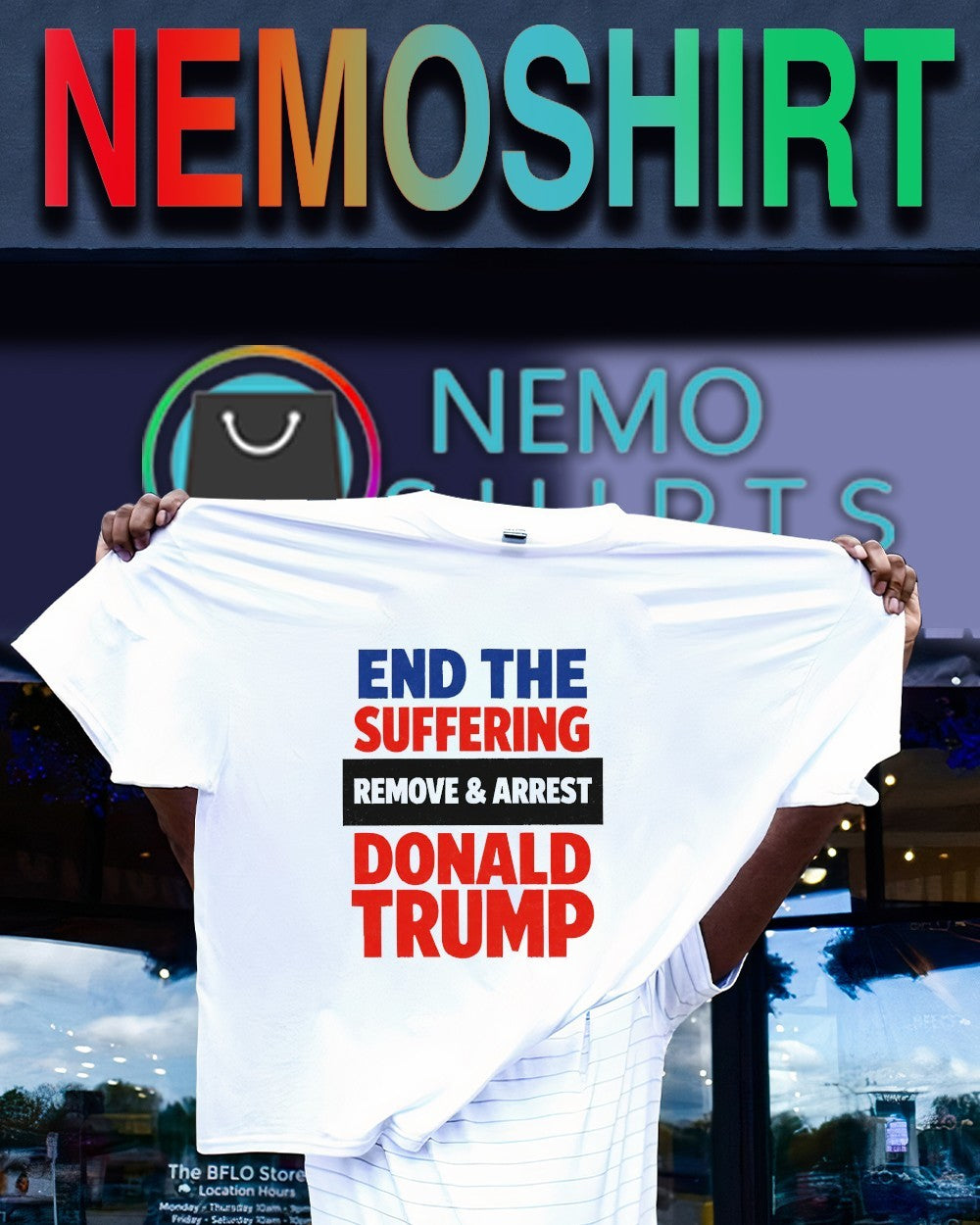 End the suffering remove and arrest Donald Trump shirt