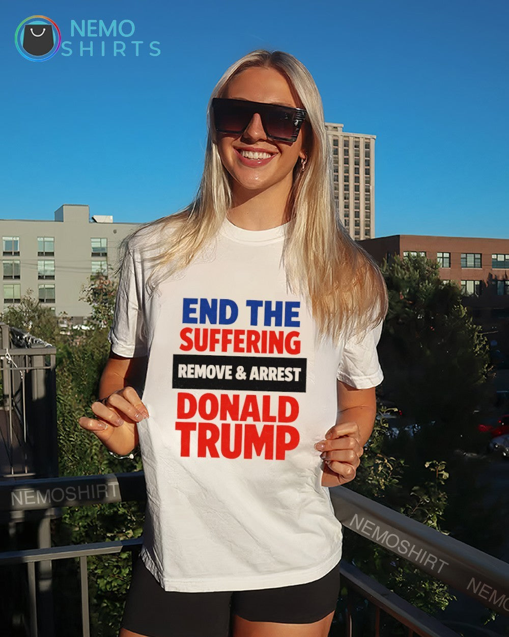 End the suffering remove and arrest Donald Trump shirt