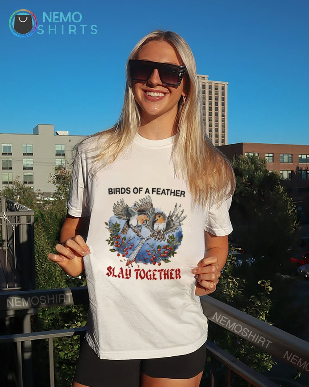 European Robins birds butterfly of a feather slay together shirt
