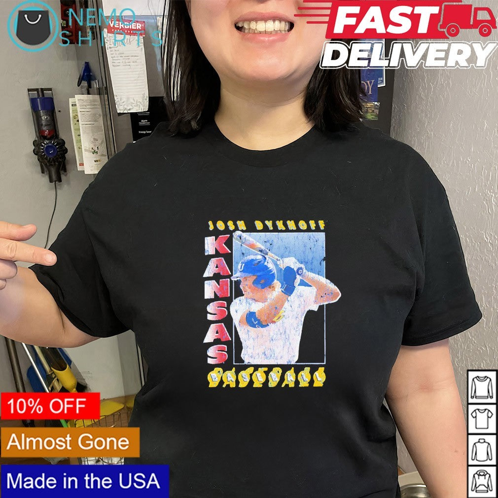 Joshua Dykhoff Kansas Jayhawks baseball player retro graphic shirt