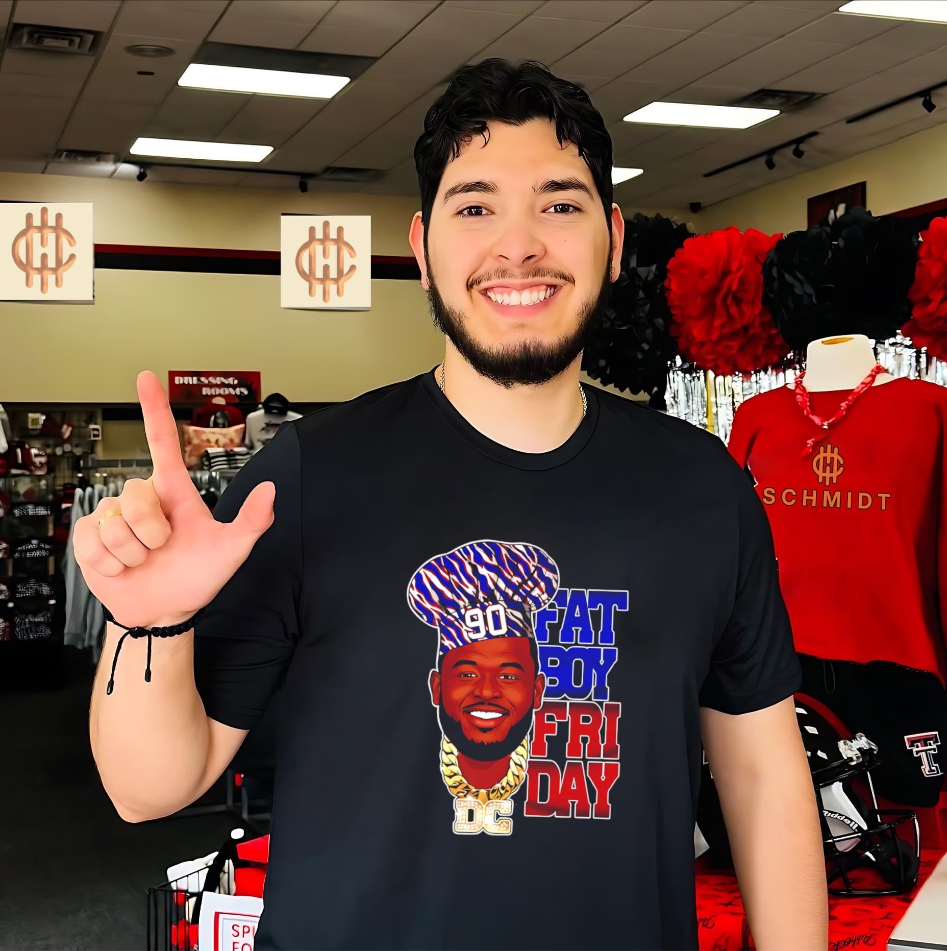 Fatboy Friday Buffalo Hockey man wearing chef’s hat graphic shirt