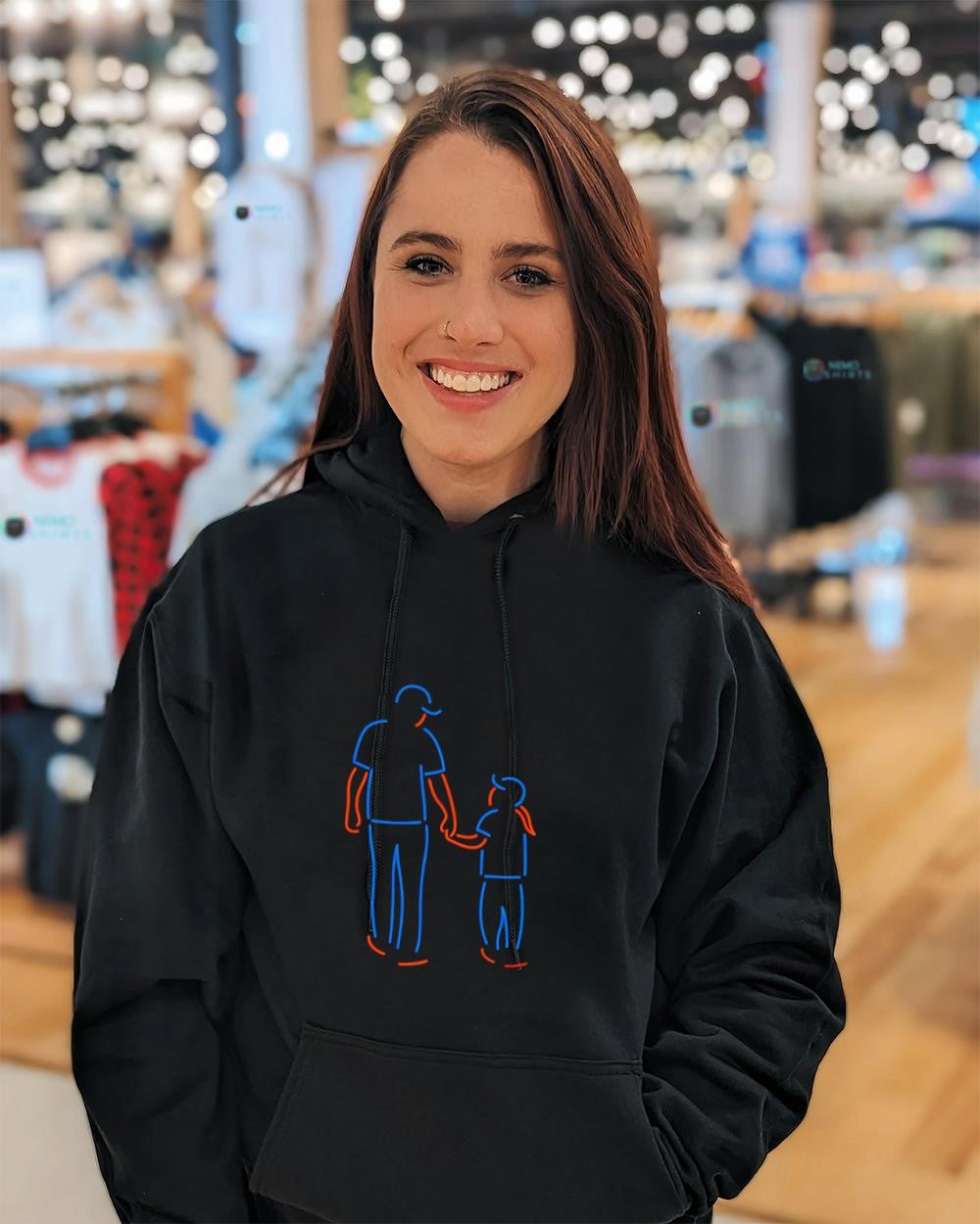 Father and Daughter walking neon baby onesie shirt