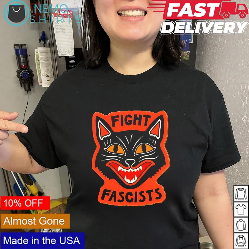 Fight Fascists Halloween Cat shirt